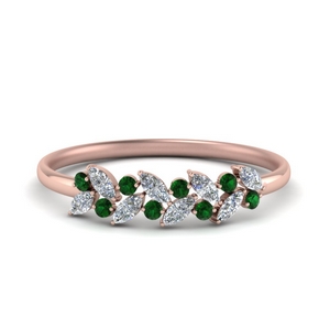 marquise nature inspired wedding ring with emerald in 14K rose gold FD8372GEMGR NL RG