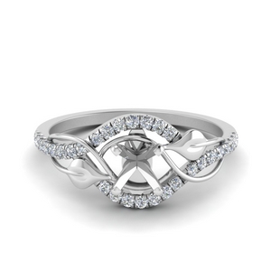 semi mount diamond nature inspired twisted halo engagement ring in FD8410SMR NL WG