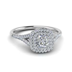 delicate double halo radiant diamond engagement ring in FD8466RAR NL WG