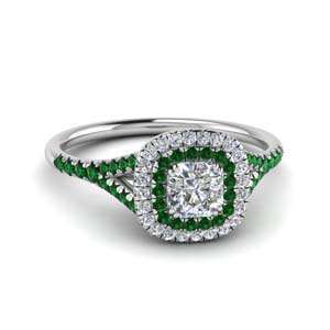 Radiant Cut Halo Emerald Rings
