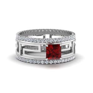 Ruby Engagement Ring And Wedding Band