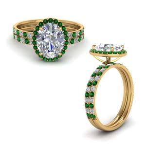 Oval Shaped Emerald Ring Sets