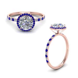 Petite Halo Sapphire Engagement Ring