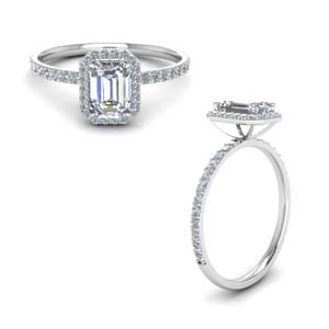 Emerald Cut Diamond Ring With Halo