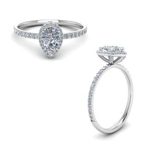 Prong Pear Diamond Halo Ring