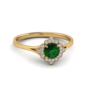 Vintage Halo Emerald Engagement Ring