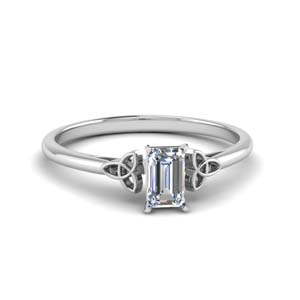 celtic emerald cut solitaire engagement ring in FD8541EMR NL WG