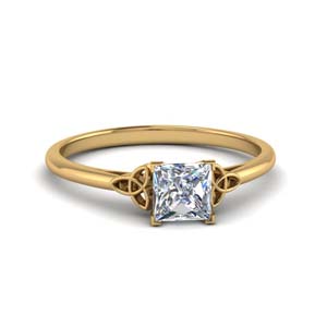 celtic princess cut solitaire engagement ring in FD8541PRR NL YG