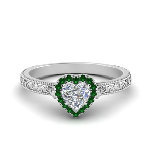 Milgrain Diamond Ring With Halo