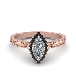 Marquise Black Diamond Engagement Rings