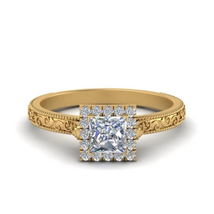 Princess Cut Halo Vintage Engagement Ring