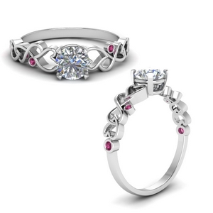 Pink Sapphire Intertwined Filigree Wedding Ring