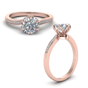 Six Prong Floral Engagement Ring