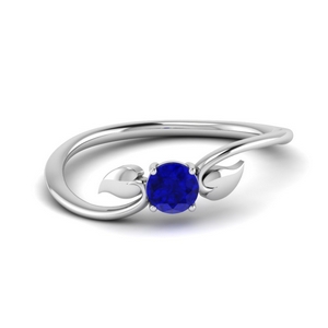 Leaf Solitaire Sapphire Wedding Ring