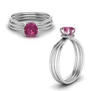 Pink Sapphire Under Halo Split Ring