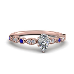 Marquise And Dot Milgrain Engagement Ring