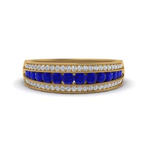 Vintage Wedding Band With Sapphire
