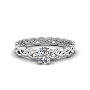 Braided Solitaire Cushion Diamond Ring