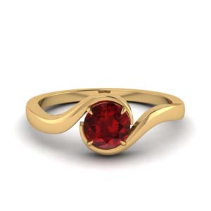 Swirl Ruby Solitaire Ring