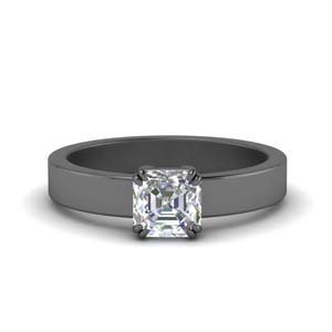 Black Gold Single Asscher Diamond Ring