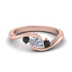 twist 3 stone engagement ring with black diamond in FD8896GBLACK NL RG
