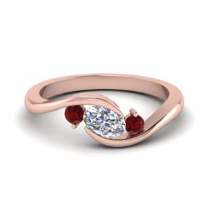 twist 3 stone engagement ring with ruby in FD8896GRUDR NL RG