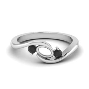 twist 3 stone semi mount engagement ring with black diamond in FD8896SMGBLACK NL WG