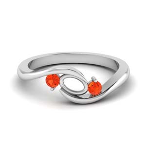 twist 3 stone semi mount engagement ring with orange topaz in FD8896SMGPOTO NL WG