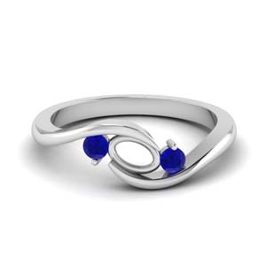 twist 3 stone semi mount engagement ring with sapphire in FD8896SMGSABL NL WG