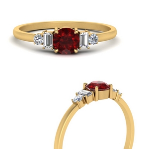 Delicate Ruby With Baguette Ring