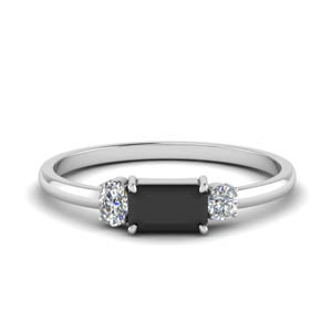 Black Diamond Three Stone Ring