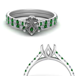 Semi Mount Flower Wedding Ring Set