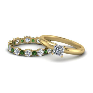 Asscher Cut Emerald Ring Sets