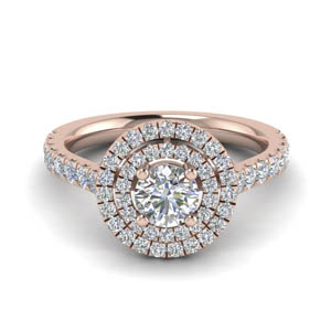 Thin Double Halo Diamond Ring