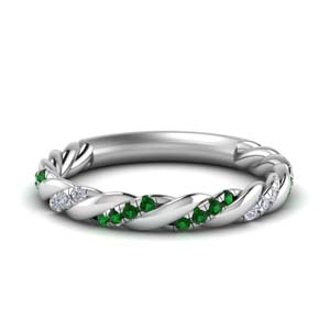 Vine Diamond Band With Emerald