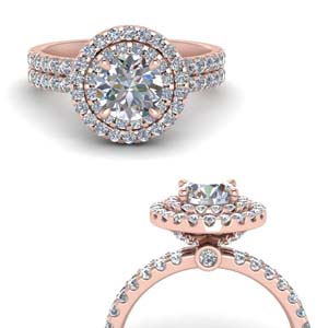 Rose Gold Double Halo Rings