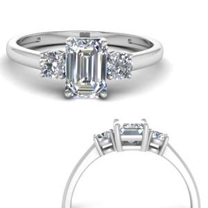 3 Stone Emerald Diamond Rings