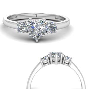 3 Stone Heart Diamond Rings
