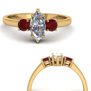 basket 3 stone marquise cut engagement ring with ruby in FD9166MQRGRUDRANGLE3 NL YG