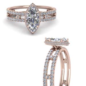 Split Band Marquise Hidden Halo Ring