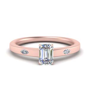 Flat 3 Stone Rose Gold Engagement Ring
