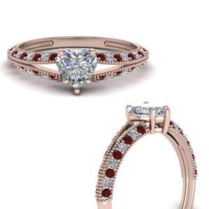 Ruby Heart Engagement Rings