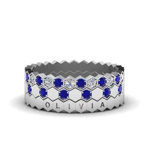 Hexagon Trio Sapphire Promise Ring