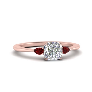 pear ruby cathedral cushion cut engagement ring in rose gold FD9210CURGRUDR NL RG