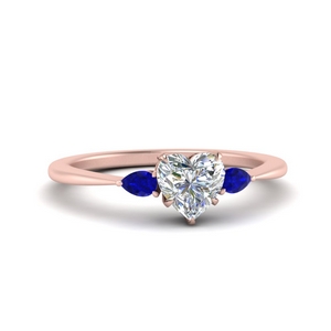 pear sapphire cathedral heart shaped engagement ring in rose gold FD9210HTRGSABL NL RG