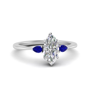 pear sapphire cathedral marquise cut engagement ring in white gold FD9210MQRGSABL NL WG