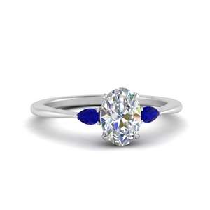 pear sapphire cathedral oval shaped engagement ring in white gold FD9210OVRGSABL NL WG