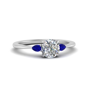 pear sapphire cathedral round cut engagement ring in white gold FD9210RORGSABL NL WG