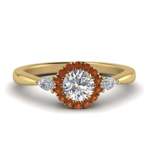 Halo Orange Sapphire Engagement Rings