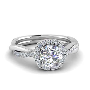 Twisted Halo Diamond Engagement Ring